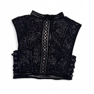 Victoria's Secret Black Lace Crop Top with Lace-Up Sides